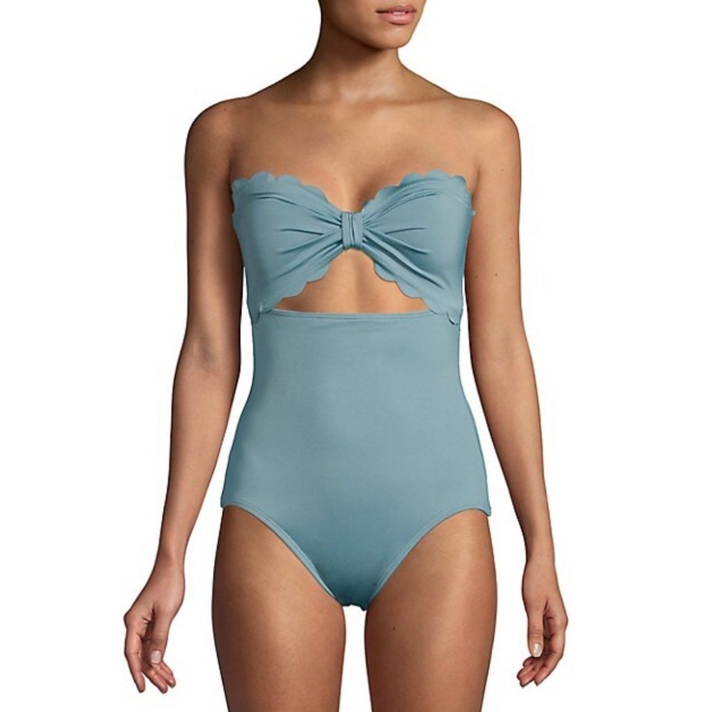 NWT Kate Spade | Sky Blue Grey Scalloped One Piece size XS